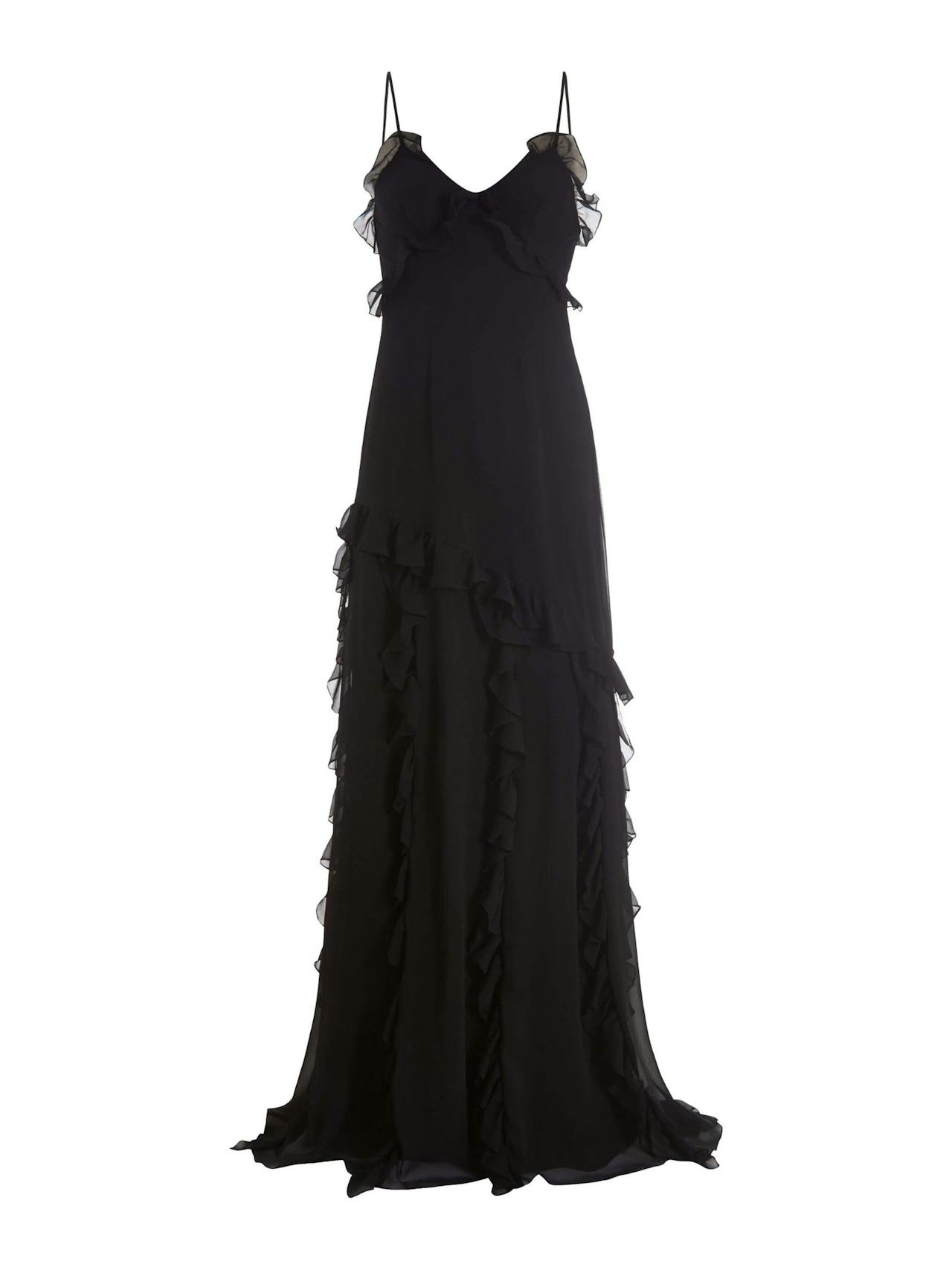 Contessa black crinkle chiffon ruffle gown GOWN Markarian    - Collagerie