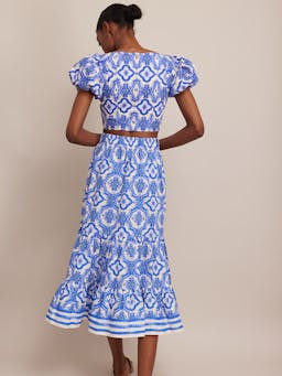 Chase skirt in Belle Tile Blue Skirts Cara Cara    - Collagerie