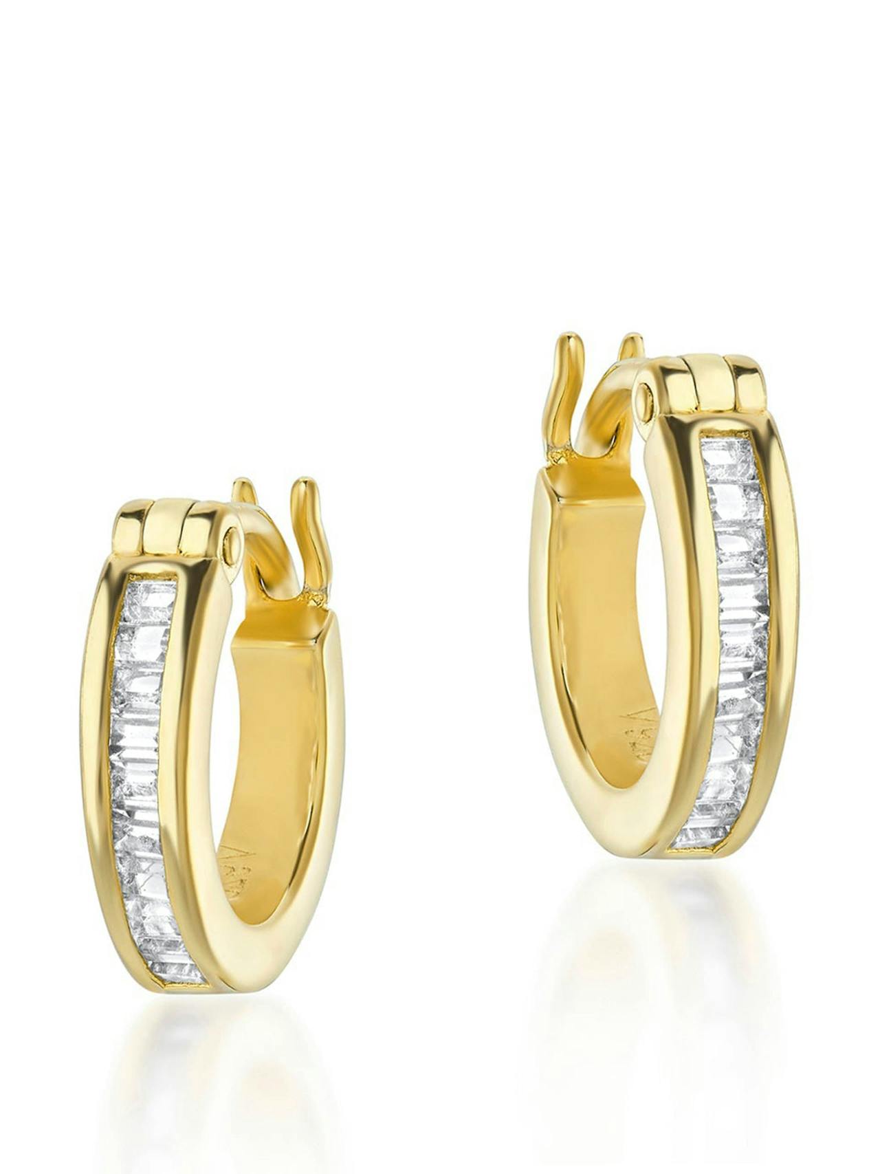 Gold Phoebe hoops with square cut white topaz