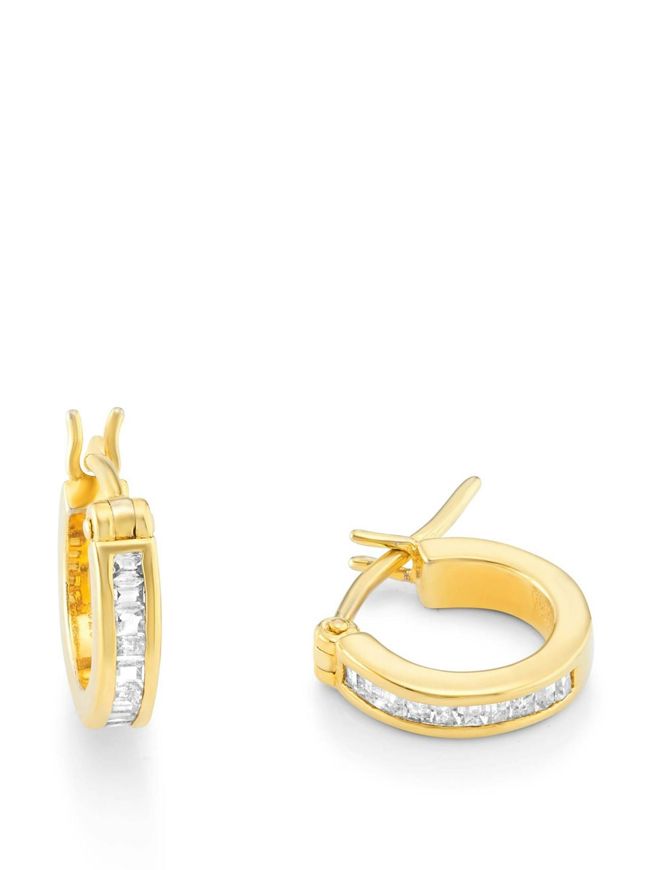 Gold Phoebe hoops with square cut white topaz Jewellery & Watches V by Laura Vann    - Collagerie