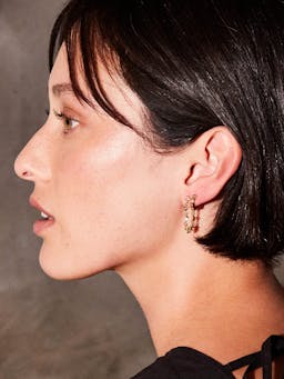 Gold Phoebe hoops with square cut white topaz Jewellery & Watches V by Laura Vann    - Collagerie