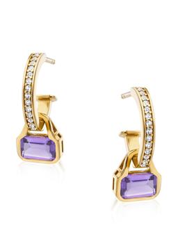 Amethyst charms on White Topaz hoop earrings Earrings V by Laura Vann    - Collagerie