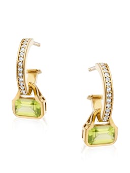 Peridot charms on white topaz hoop earrings Earrings V by Laura Vann    - Collagerie