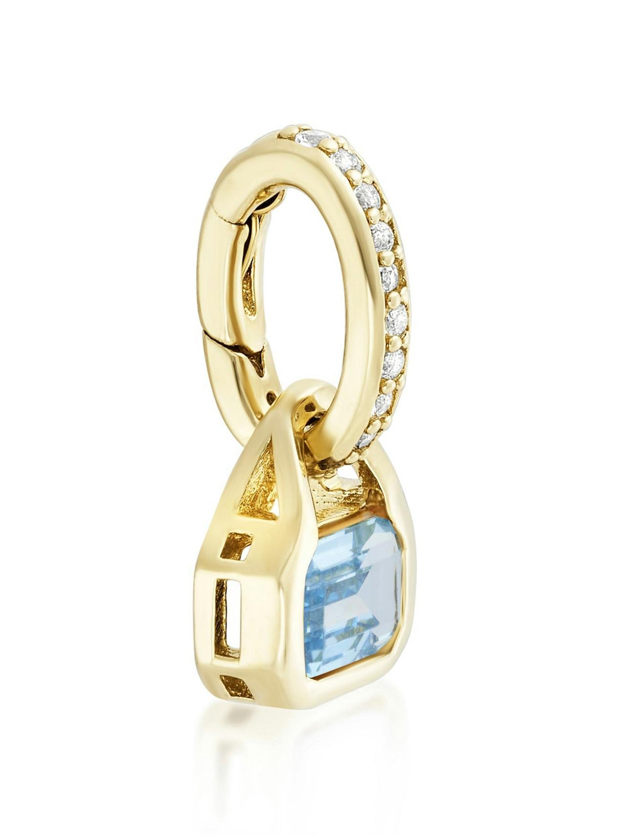 Swiss blue Topaz charm on carrier chain Pendant V by Laura Vann    - Collagerie