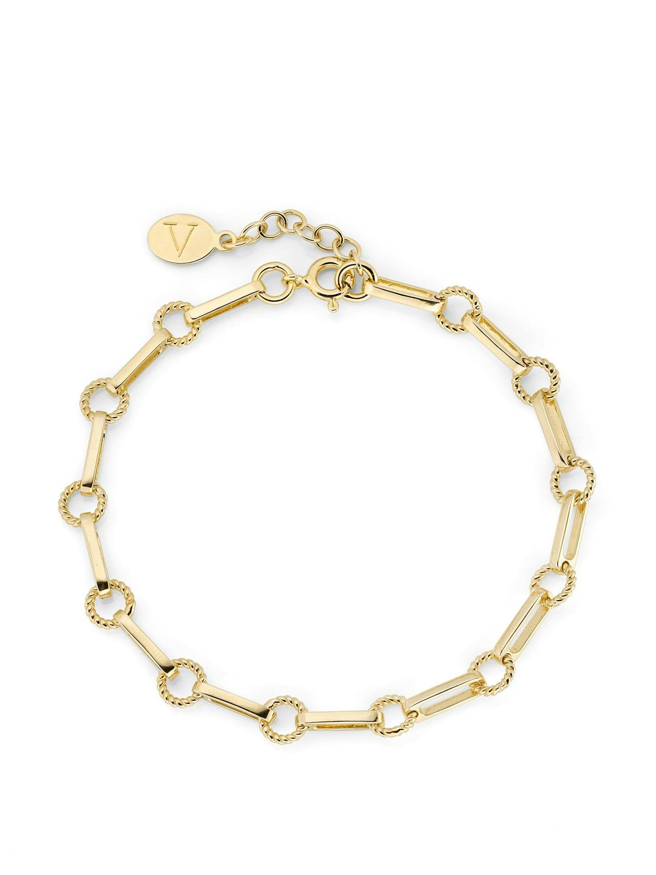 Gold twisted link vintage chain bracelet