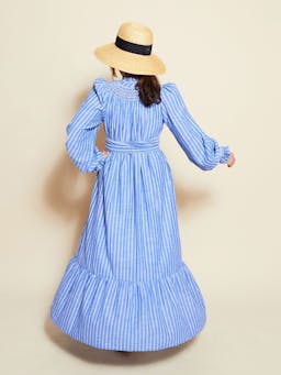 Colette dress chambray stripes with hot lips hand smocking  Smock London    - Collagerie