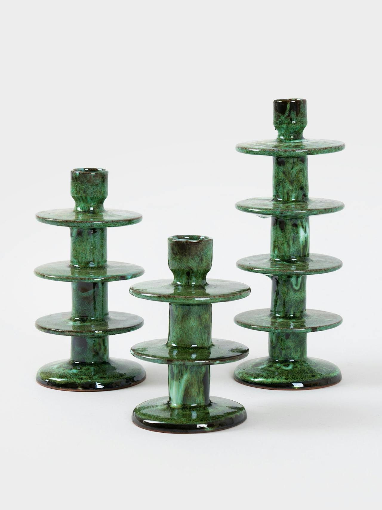 Lava candlestick holders, set of 3