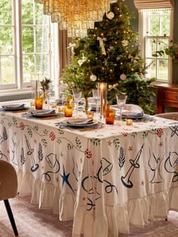 Christmas handpainted tablecloth SALES Maison Margaux    - Collagerie