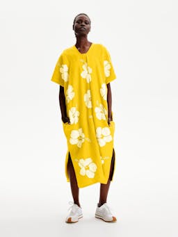 Three panel midi kaftan in yellow and white  Pippa Holt    - Collagerie