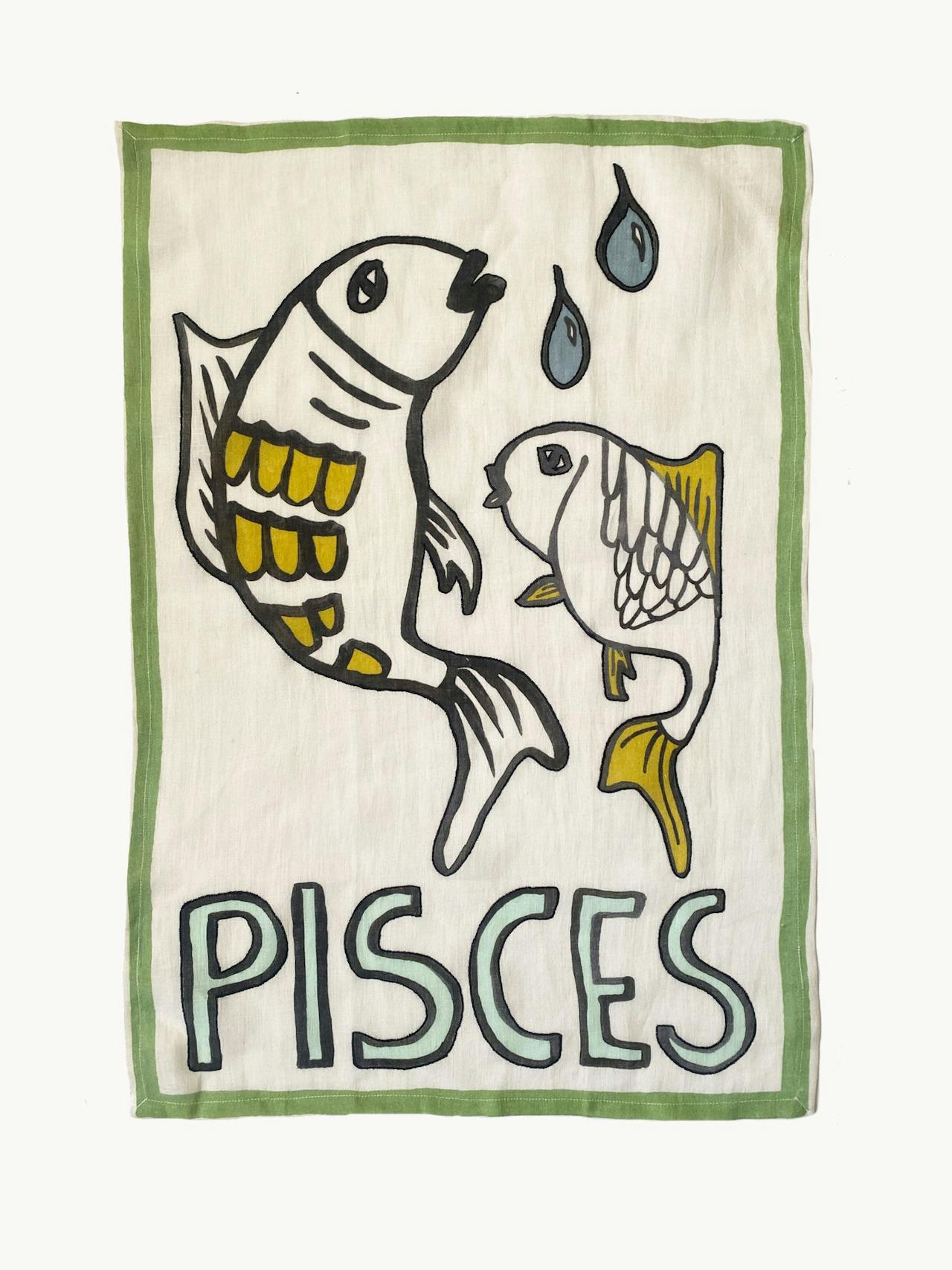 Pisces tea towel