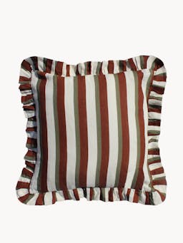 Cinnamon and olive large stripe cushion cover Cushions Amuse La Bouche    - Collagerie