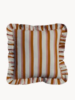 Ochre and blush large stripe cushion cover Cushions Amuse La Bouche    - Collagerie