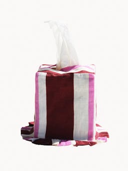 Burgundy and cerise square tissue box cover Accessories Amuse La Bouche    - Collagerie