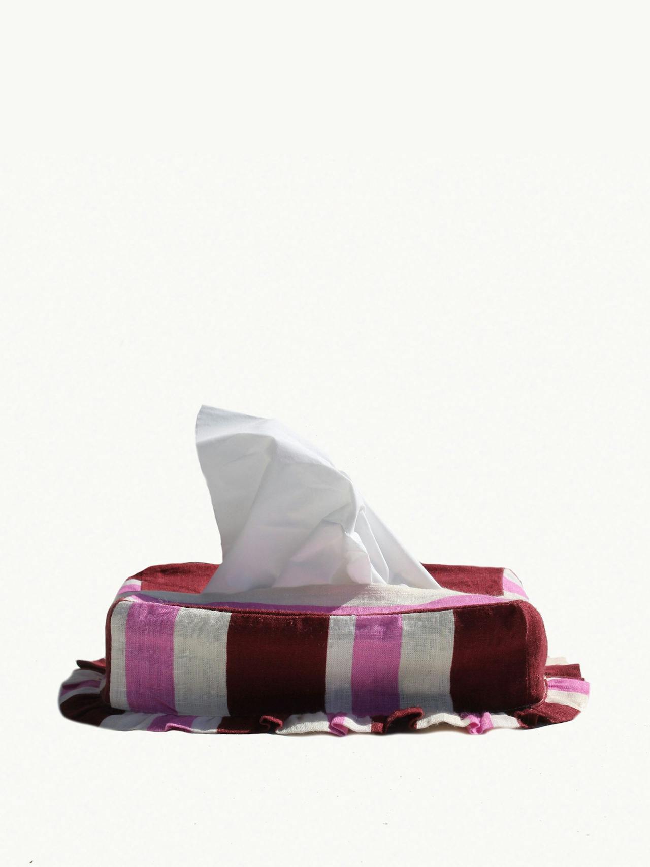 Burgundy and cerise rectangle tissue box cover
