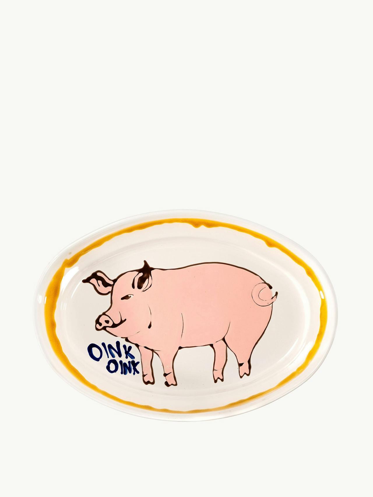 Pig oval platter ceramics Amuse La Bouche    - Collagerie