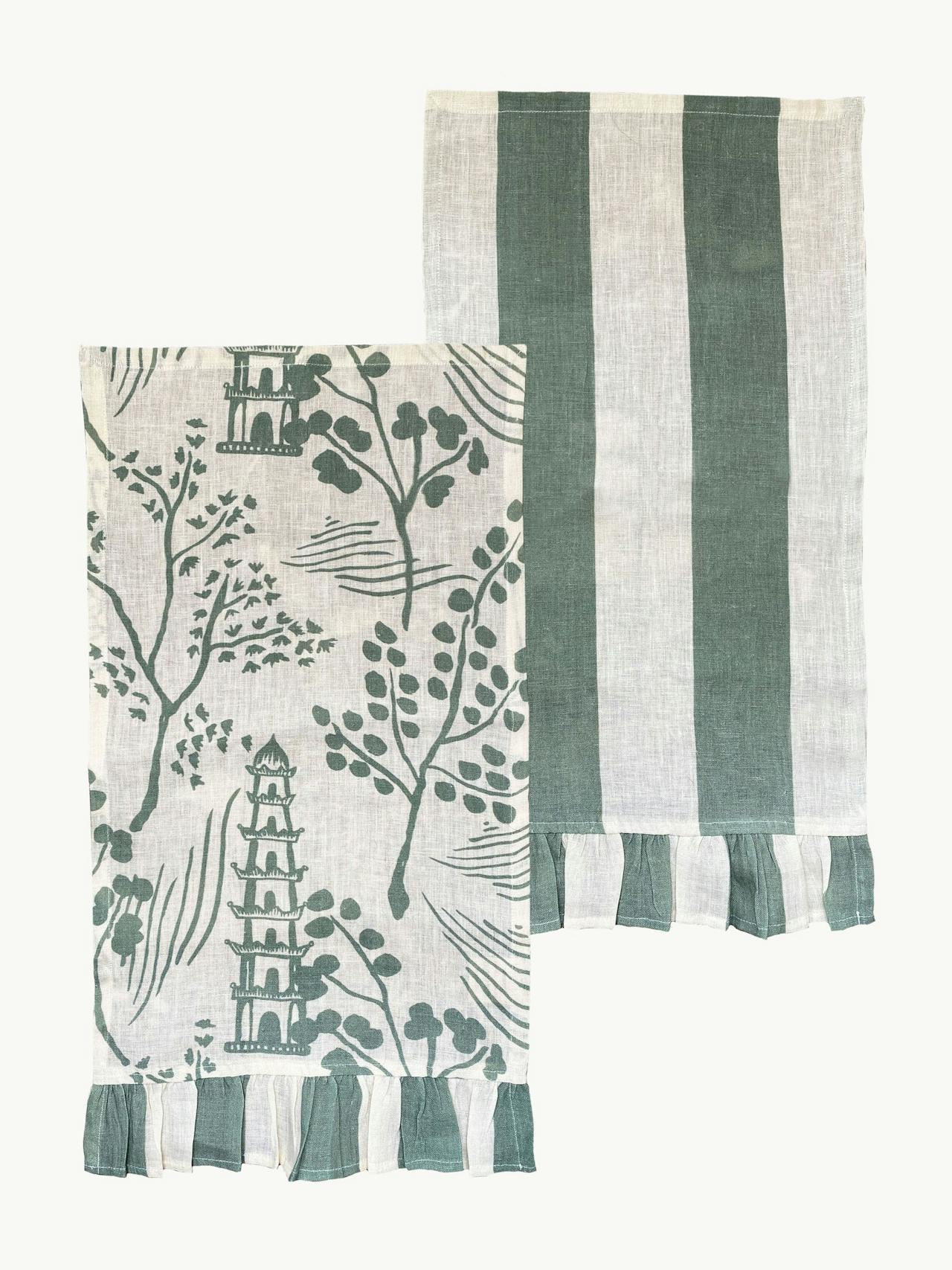 Chinoiserie hand towels (set of 2) Teatowels Amuse La Bouche    - Collagerie