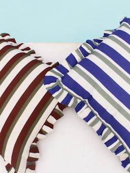 Cinnamon and olive large stripe cushion cover Cushions Amuse La Bouche    - Collagerie