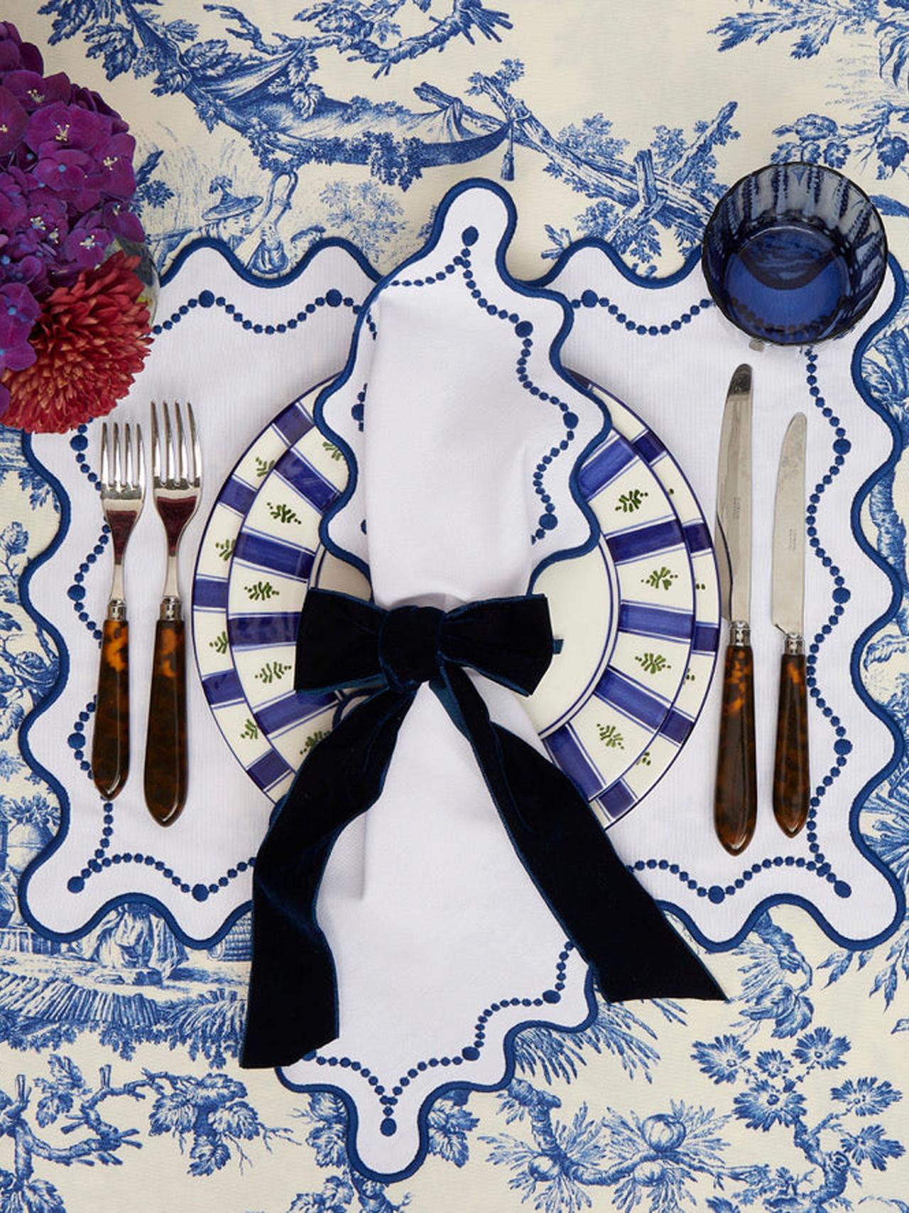 Marni blue embroidered placemats, set of 4 Interiors Maison Margaux    - Collagerie