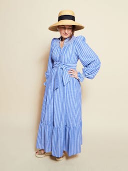 Colette dress chambray stripes with hot lips hand smocking  Smock London    - Collagerie