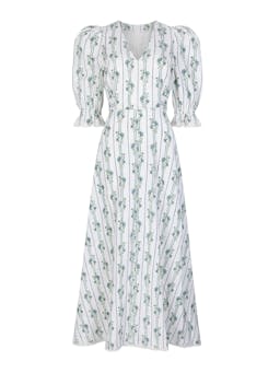 Flora linear blue flower dress DRESSES Beulah London    - Collagerie