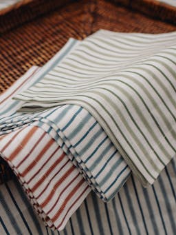 Victoria striped linen napkin in dusty rosewood Dinner Napkin Rebecca Udall    - Collagerie