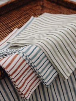 Victoria striped linen napkin in chalk blue Dinner Napkin Rebecca Udall    - Collagerie