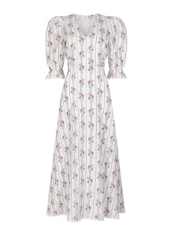 Flora linear terracotta flower dress DRESSES Beulah London    - Collagerie