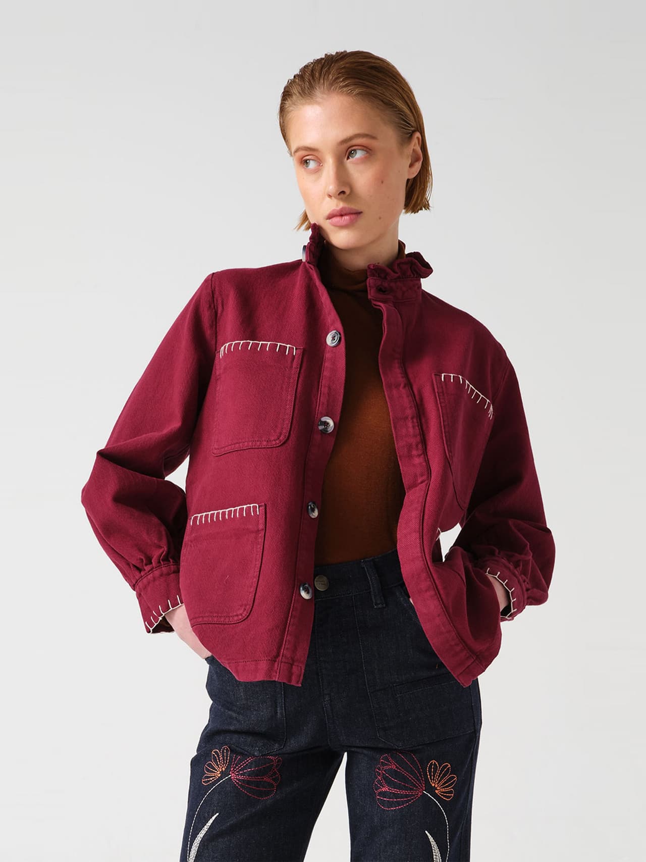 Pablo jacket in burgundy 6204329090 Seventy + Mochi    - Collagerie