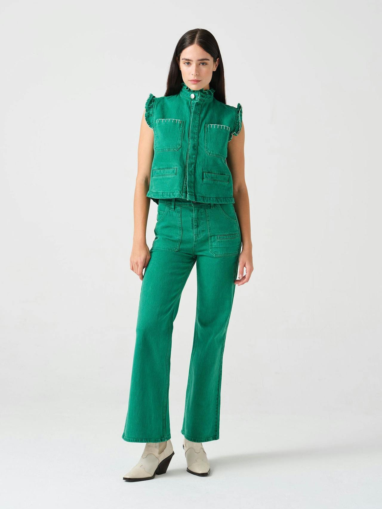 Pablo waistcoat in jade green 6204329090 Seventy + Mochi    - Collagerie