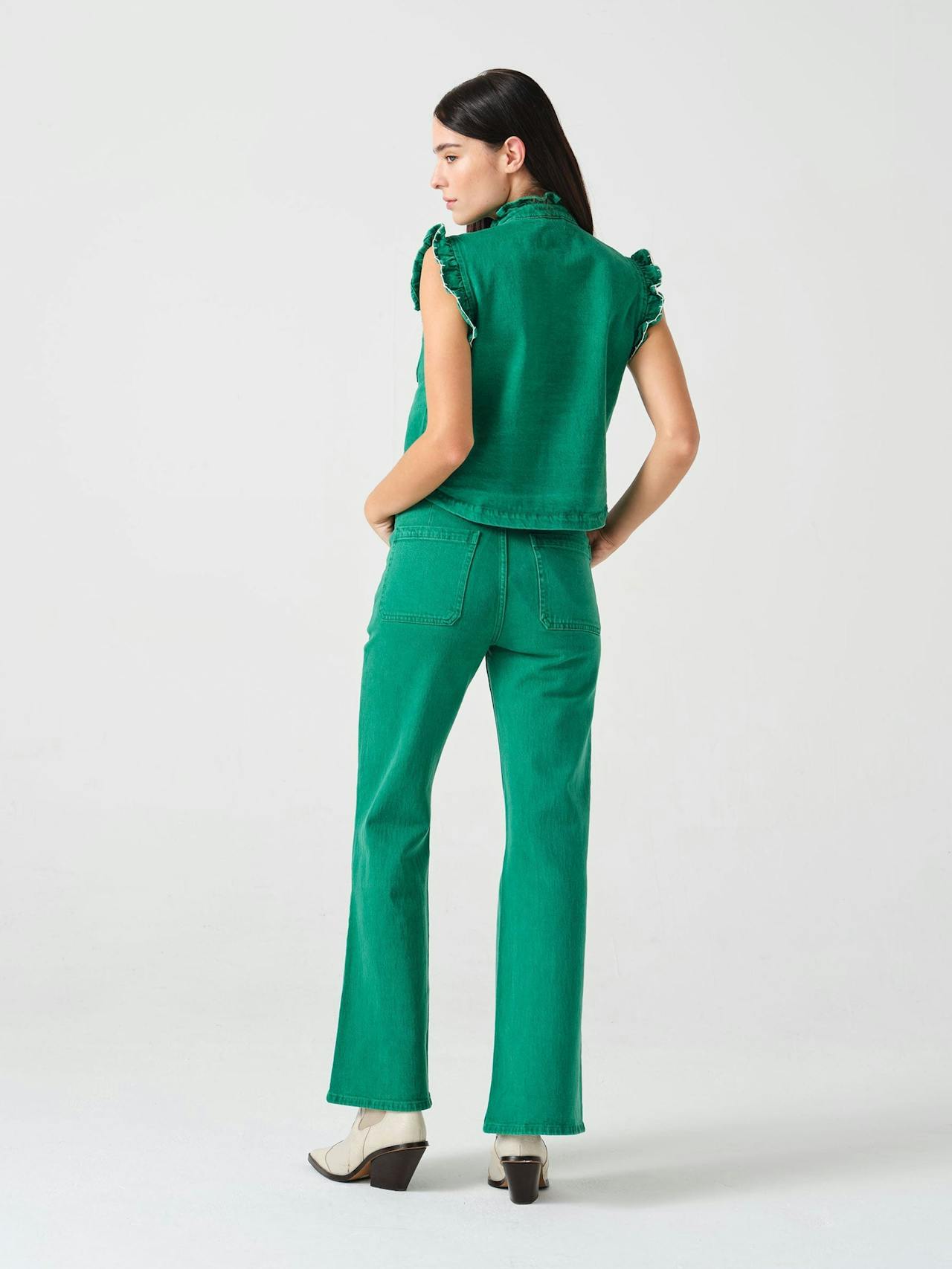 Pablo waistcoat in jade green 6204329090 Seventy + Mochi    - Collagerie