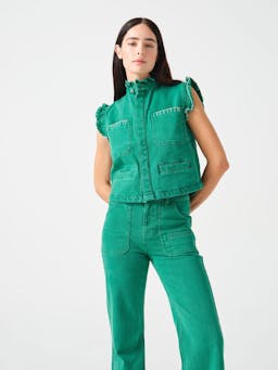 Pablo waistcoat in jade green 6204329090 Seventy + Mochi    - Collagerie