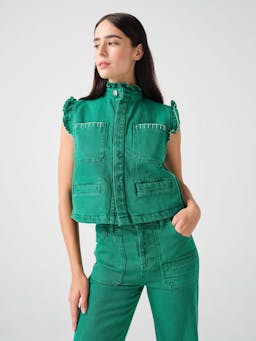 Pablo waistcoat in jade green 6204329090 Seventy + Mochi    - Collagerie