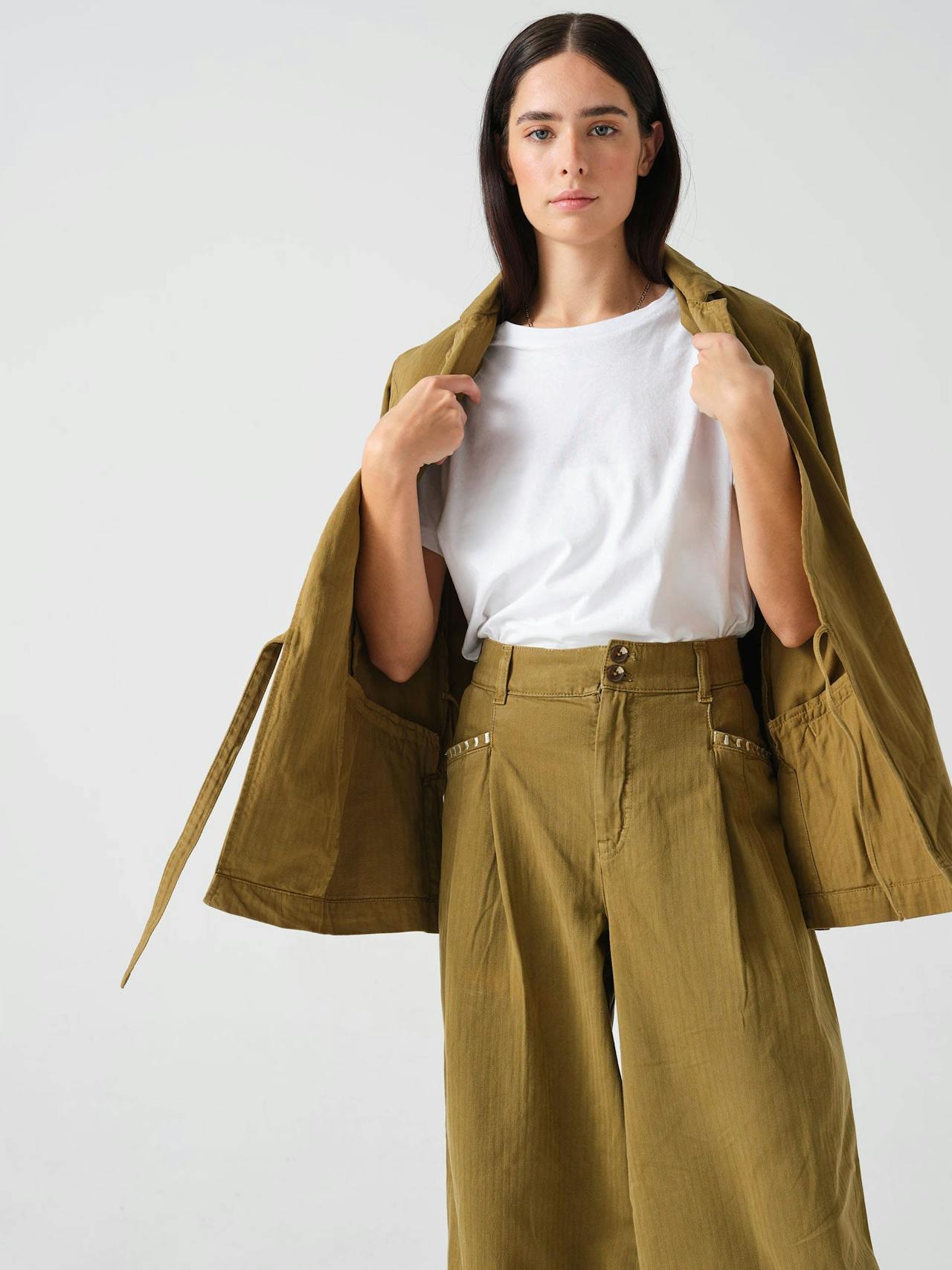 Isabella pant in olive 6204623190 Seventy + Mochi    - Collagerie