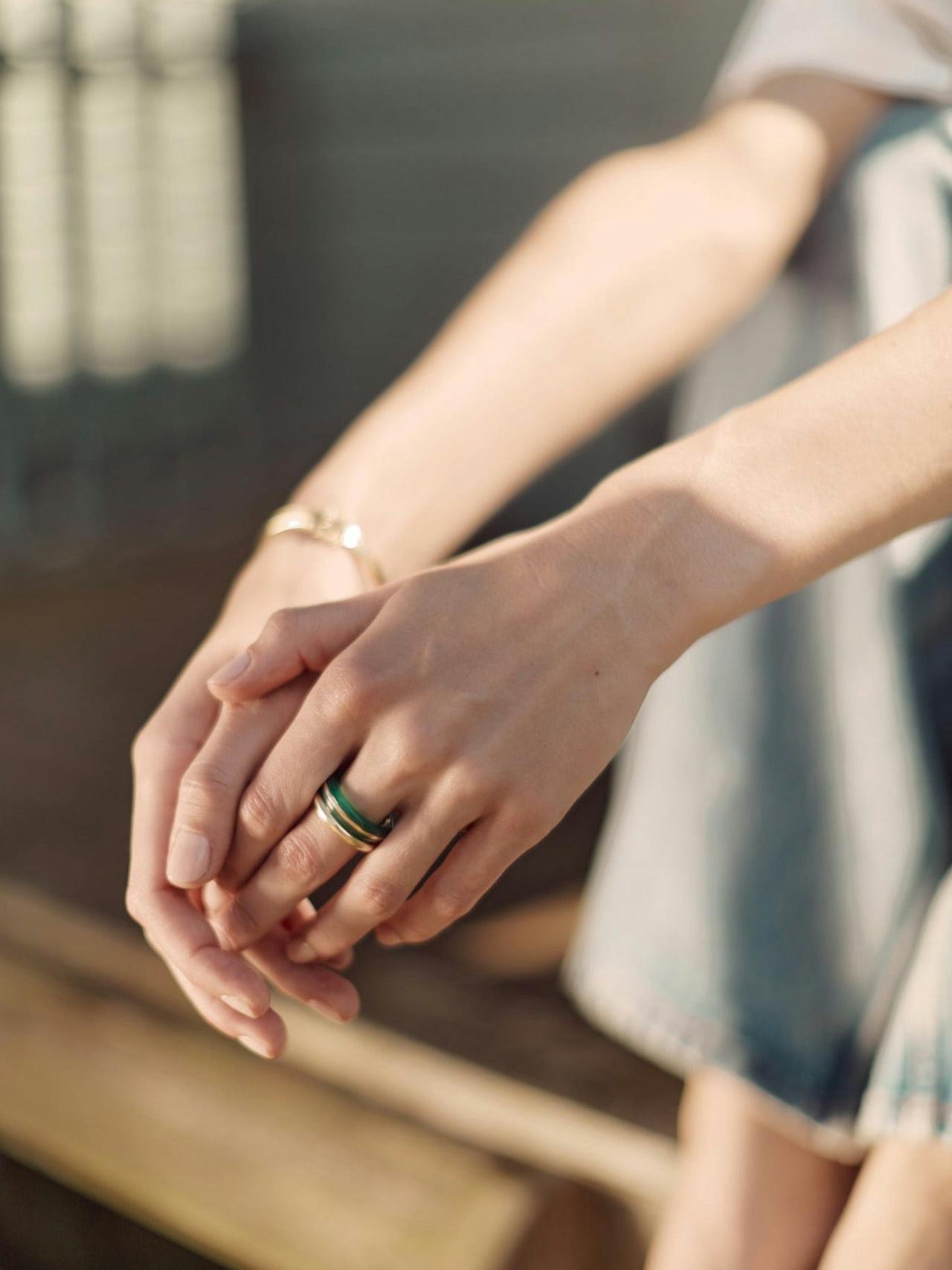 Green chalcedony Essential stacking ring Rings By Pariah    - Collagerie