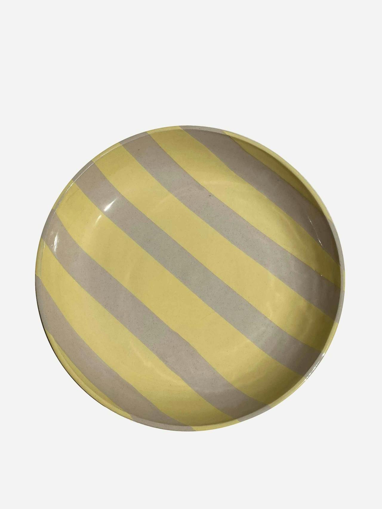 Duci striped bowl in yellow Interiors KS Creative Pottery    - Collagerie