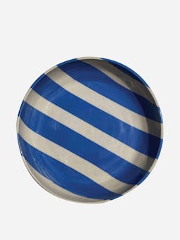 Duci striped bowl in blue Interiors KS Creative Pottery    - Collagerie