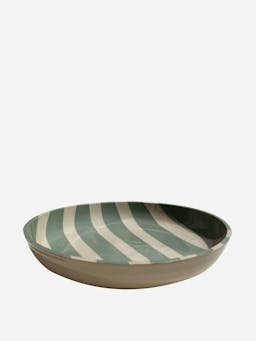 Duci striped bowl in green Interiors KS Creative Pottery    - Collagerie