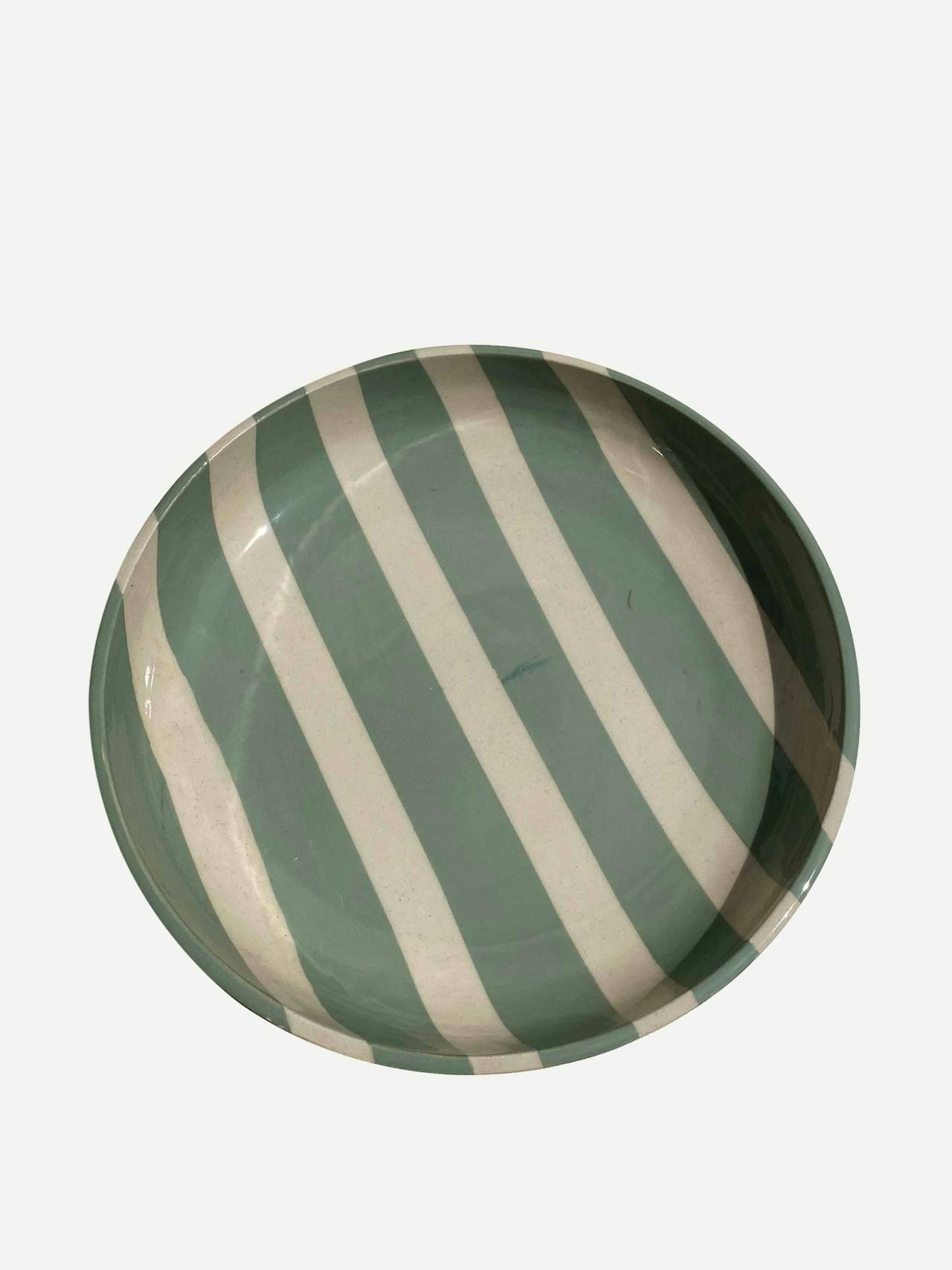 Duci striped bowl in green Interiors KS Creative Pottery    - Collagerie