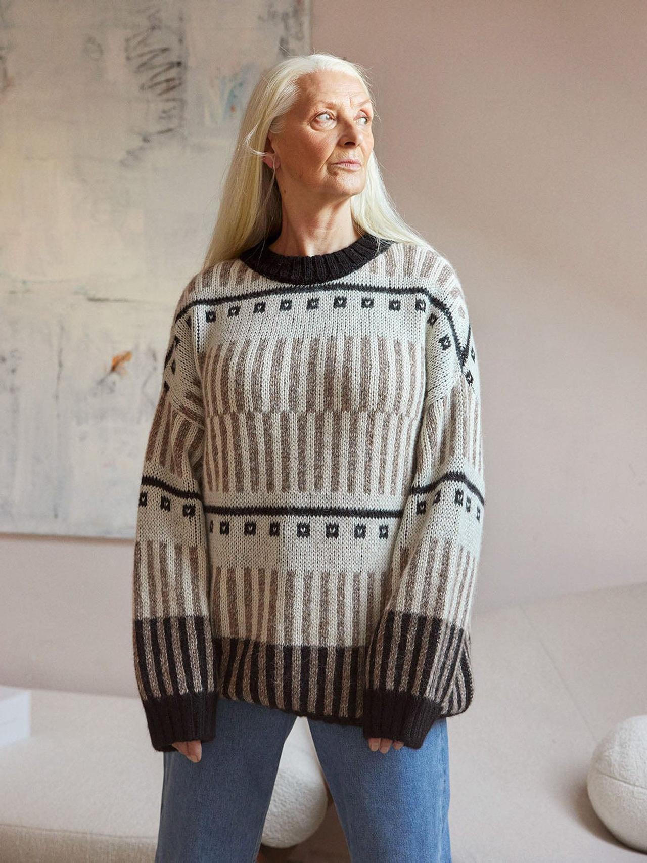 Ethno off-white alpaca wool sweater Alpaca Wool Sweater The Knotty Ones    - Collagerie