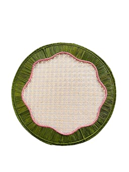 Wavy pink and green placemat with thick edge  Domenica Marland    - Collagerie