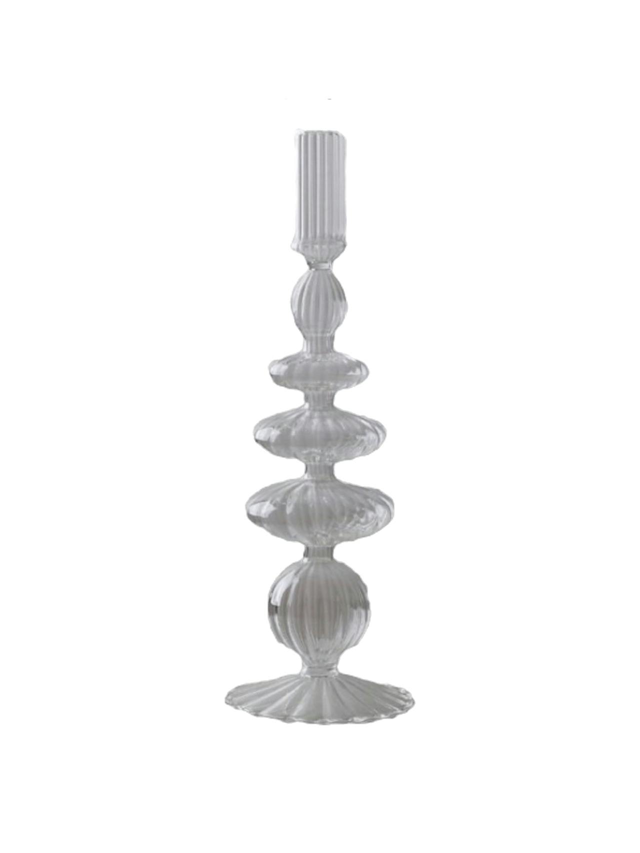 Clear glass candlestick holder