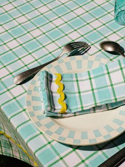 Aqua and yellow napkins (set of 2)  Domenica Marland    - Collagerie