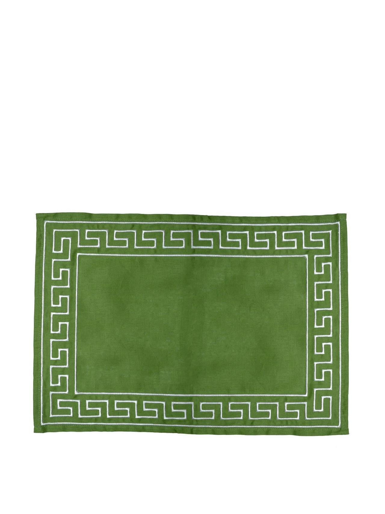 Grecian embroidered placemats in green