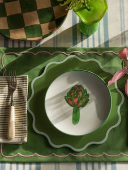 Wiggle placemat in white and green  Domenica Marland    - Collagerie