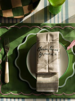 Pair of Please Leave By Nine napkins  Domenica Marland    - Collagerie