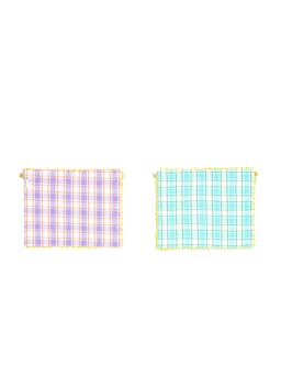 Aqua and orchid reversible placemats (set of 2)  Domenica Marland    - Collagerie