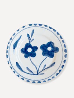 Blue flowers hand painted ceramic dessert plate Tableware Valsa Home    - Collagerie