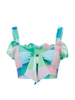 Maldives bikini top in new dawn check Swimwear Paper London    - Collagerie