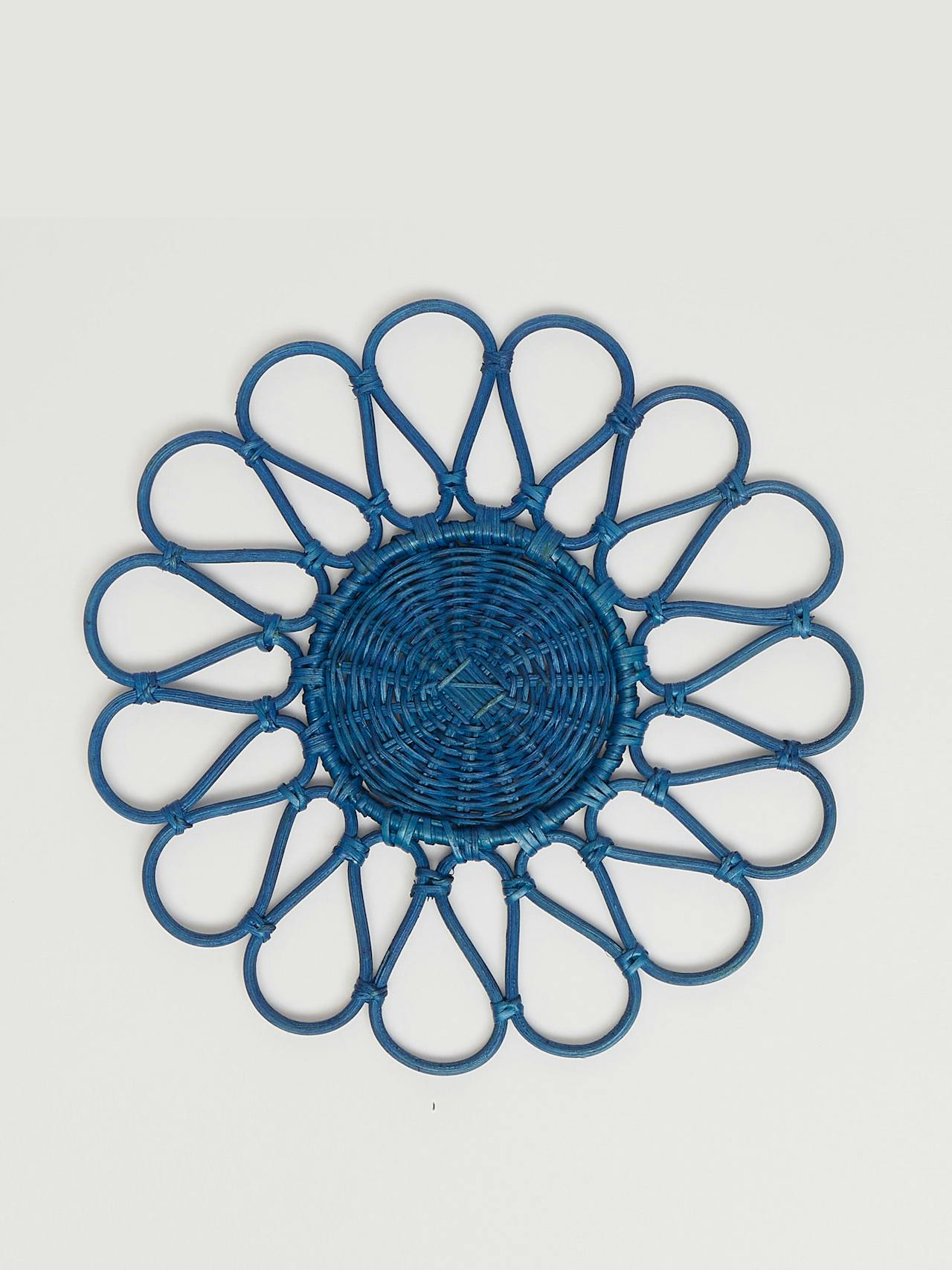 Blue rattan flower placemats, set of 4