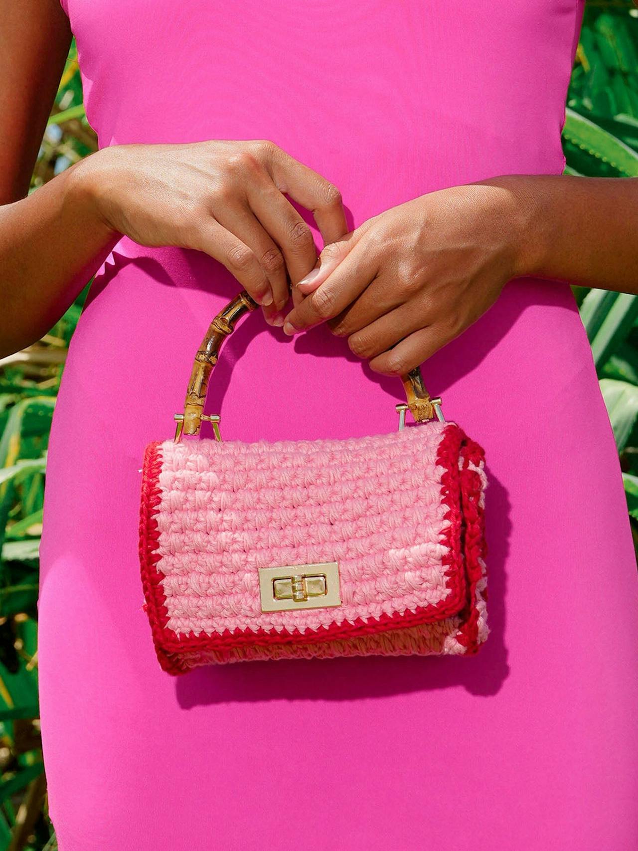 Airmail petite crochet handbag in pink and red Handbags BrunnaCo    - Collagerie